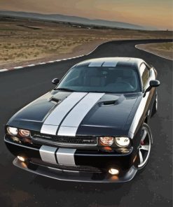 Black And White Dodge Challenger Scat Diamond Painting