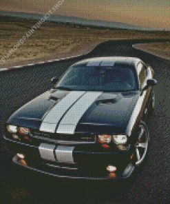 Black And White Dodge Challenger Scat Diamond Painting