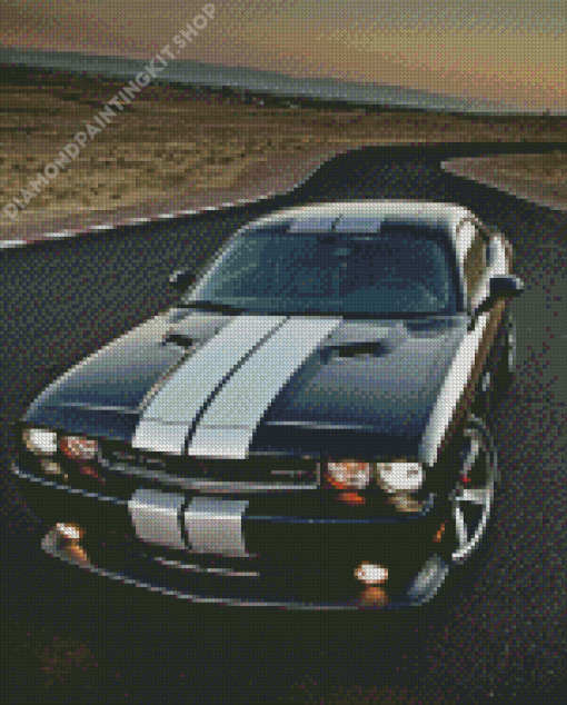 Black And White Dodge Challenger Scat Diamond Painting