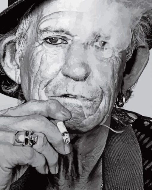 Black And White Keith Richards Diamond Painting