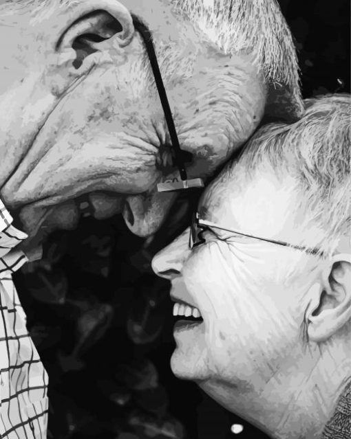 Black And White Old Man And Woman Diamond Painting