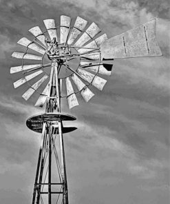 Black And White Western Windmill Diamond Painting