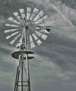 Black And White Western Windmill Diamond Painting