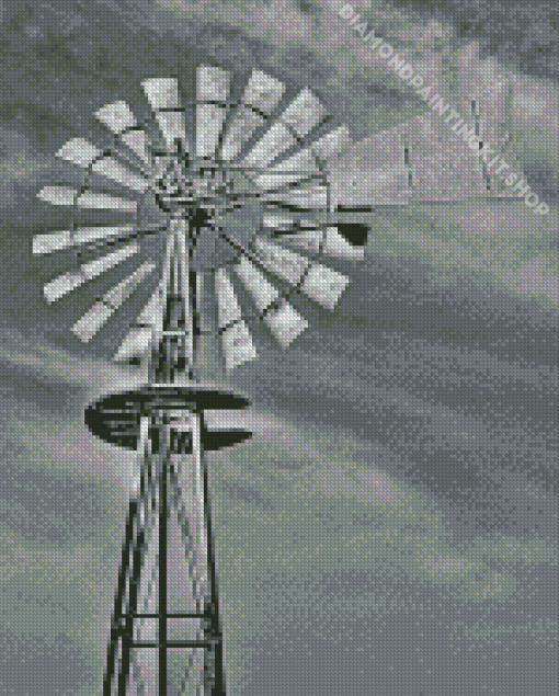 Black And White Western Windmill Diamond Painting