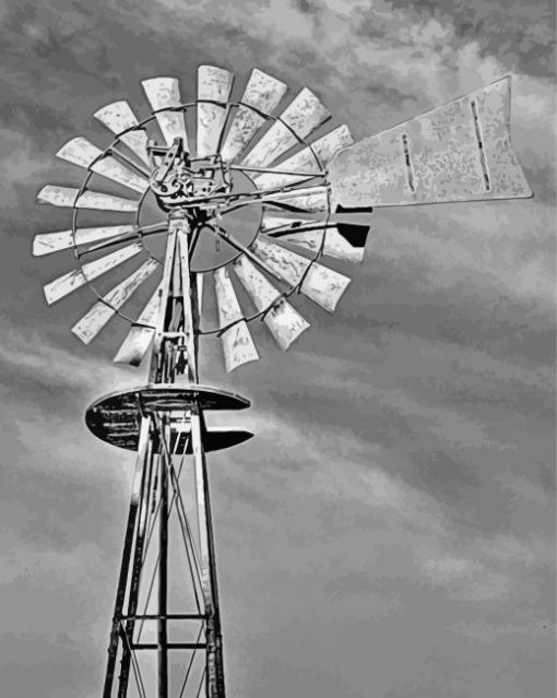 Black And White Western Windmill Diamond Painting