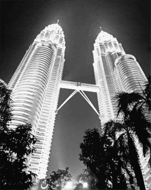 Black And White Twin Tower Diamond Painting