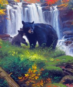 Black Bear Falls Landscape Diamond Painting