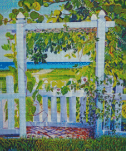 Bokeelia Behind The White Picket Fence Diamond Painting