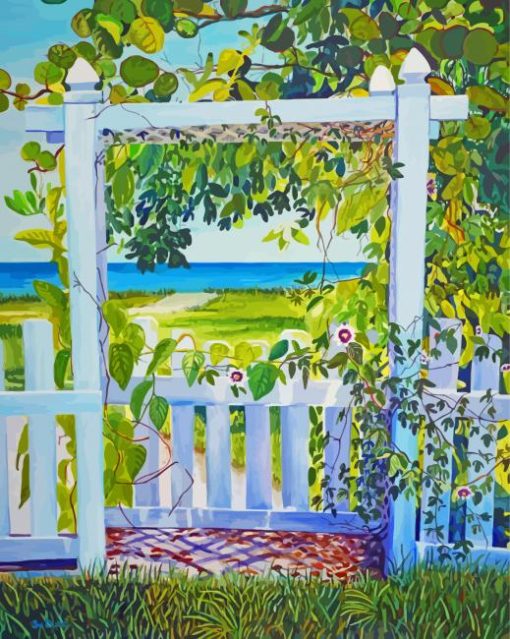 Bokeelia Behind The White Picket Fence Diamond Painting