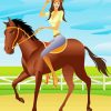 Cartoon Girl Riding A Horse Diamond Painting