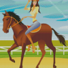 Cartoon Girl Riding A Horse Diamond Painting