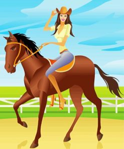 Cartoon Girl Riding A Horse Diamond Painting