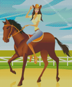 Cartoon Girl Riding A Horse Diamond Painting