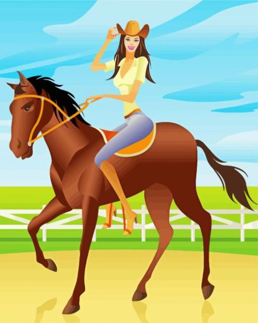 Cartoon Girl Riding A Horse Diamond Painting