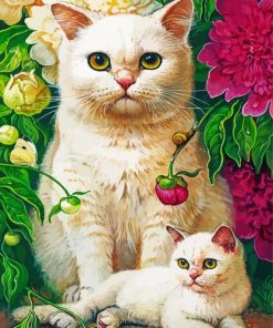 Cat With Her baby Yana Movchan Diamond Paintings