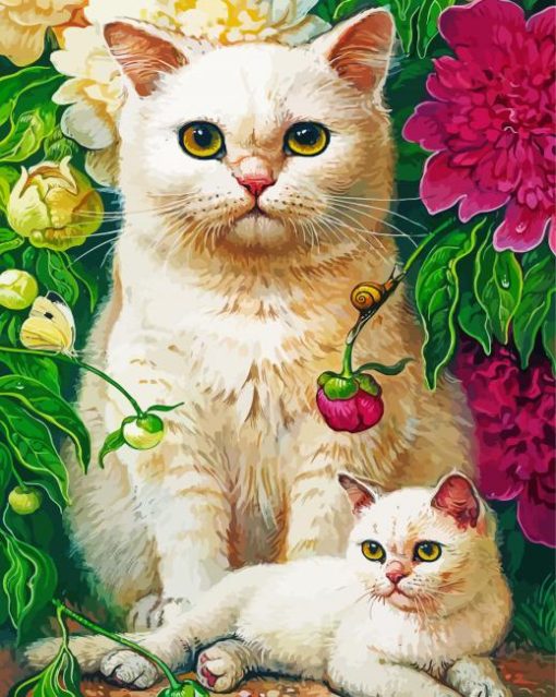 Cat With Her baby Yana Movchan Diamond Paintings