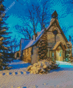 Church In Winter Diamond Painting