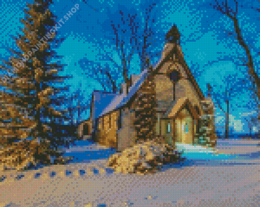 Church In Winter Diamond Painting