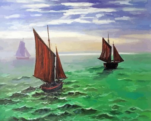 Claude Monet Boats In Sea Diamond Painting