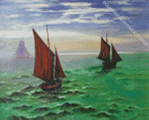 Claude Monet Boats In Sea Diamond Painting