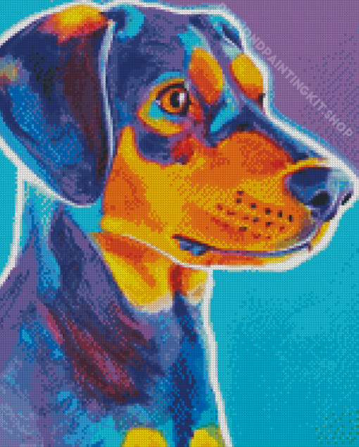 Colorful Black And Tan Coonhound Diamond Paintings