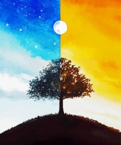 Cool Tree Night And Day Art Diamond Painting