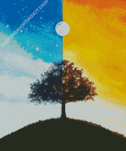 Cool Tree Night And Day Art Diamond Painting