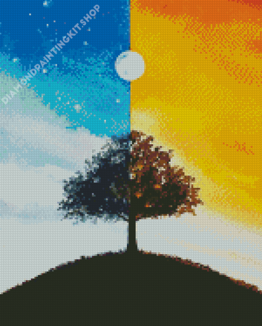 Cool Tree Night And Day Art Diamond Painting