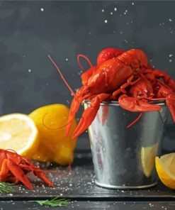 Crayfish With Lemons Diamond Painting