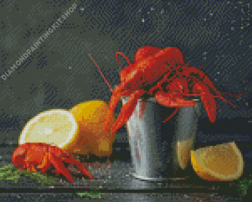 Crayfish With Lemons Diamond Painting