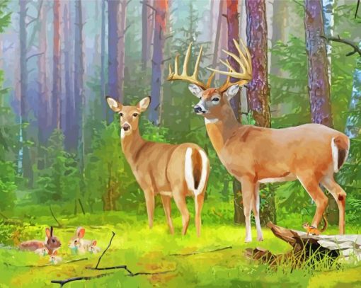 Cute Forest Deers Diamond Paintings