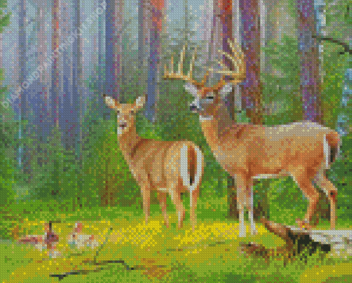 Cute Forest Deers Diamond Paintings