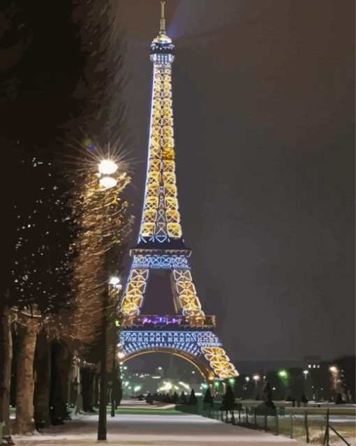 Eiffel Tower Light Night Diamond Paintings