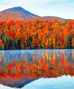 Fall In Mountains Water Reflection Diamond Painting