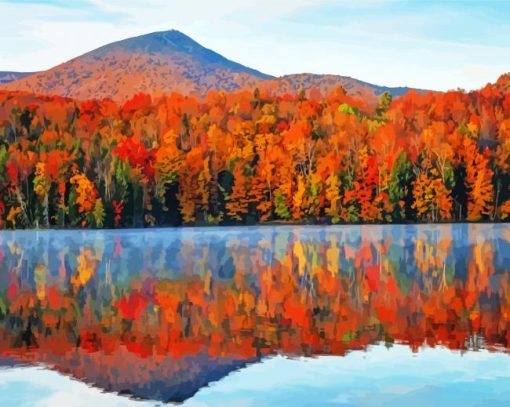 Fall In Mountains Water Reflection Diamond Painting