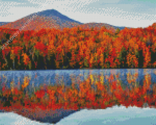 Fall In Mountains Water Reflection Diamond Painting