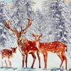 Family Deer In Snow Diamond Paintings