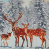 Family Deer In Snow Diamond Paintings