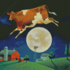 Farm Cow Jumping Over The Moon Diamond Painting