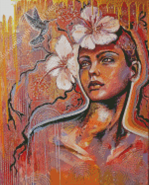 Flowering Woman Head Elena Kraft Diamond Paintings