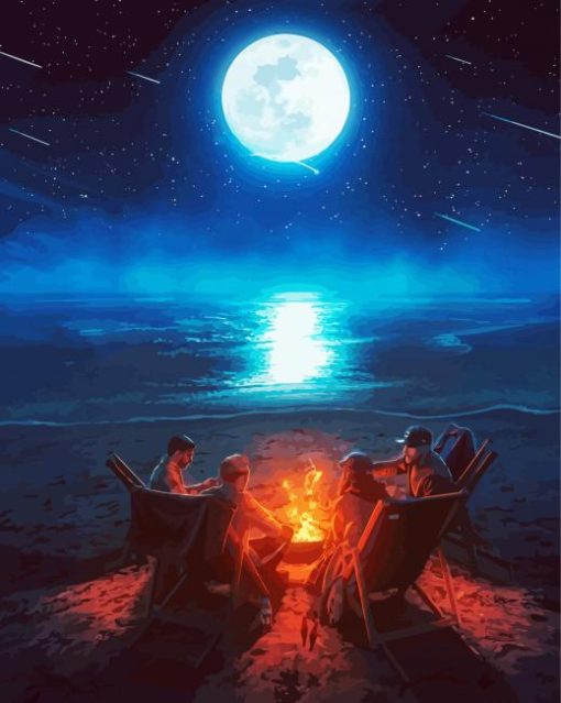 Friends Night Camping Diamond Paintings