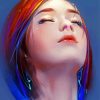 Girl With Colorful Hair Diamond Paintings