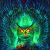 Green Fierce Owl Diamond Paintings