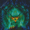 Green Fierce Owl Diamond Paintings