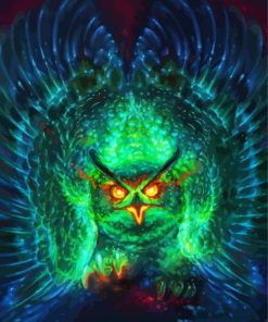 Green Fierce Owl Diamond Paintings