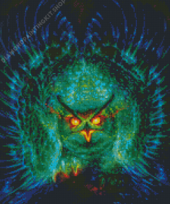 Green Fierce Owl Diamond Paintings