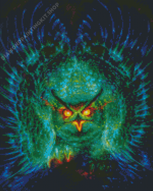 Green Fierce Owl Diamond Paintings