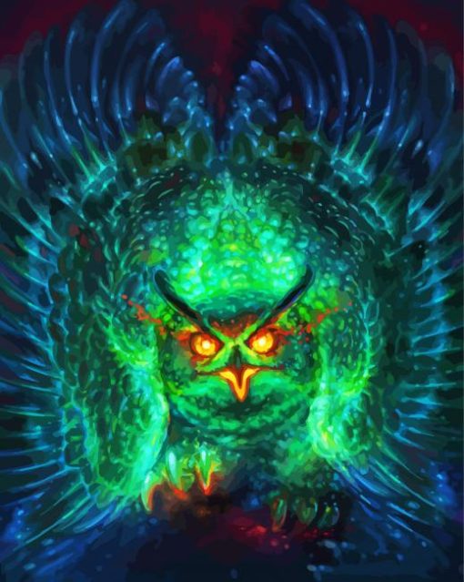 Green Fierce Owl Diamond Paintings