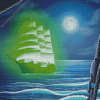 Green Sailboat Ghost Diamond Paintings