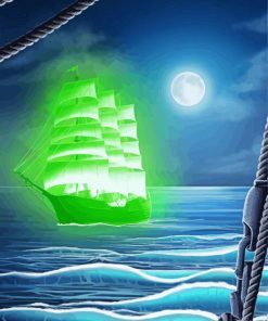 Green Sailboat Ghost Diamond Paintings